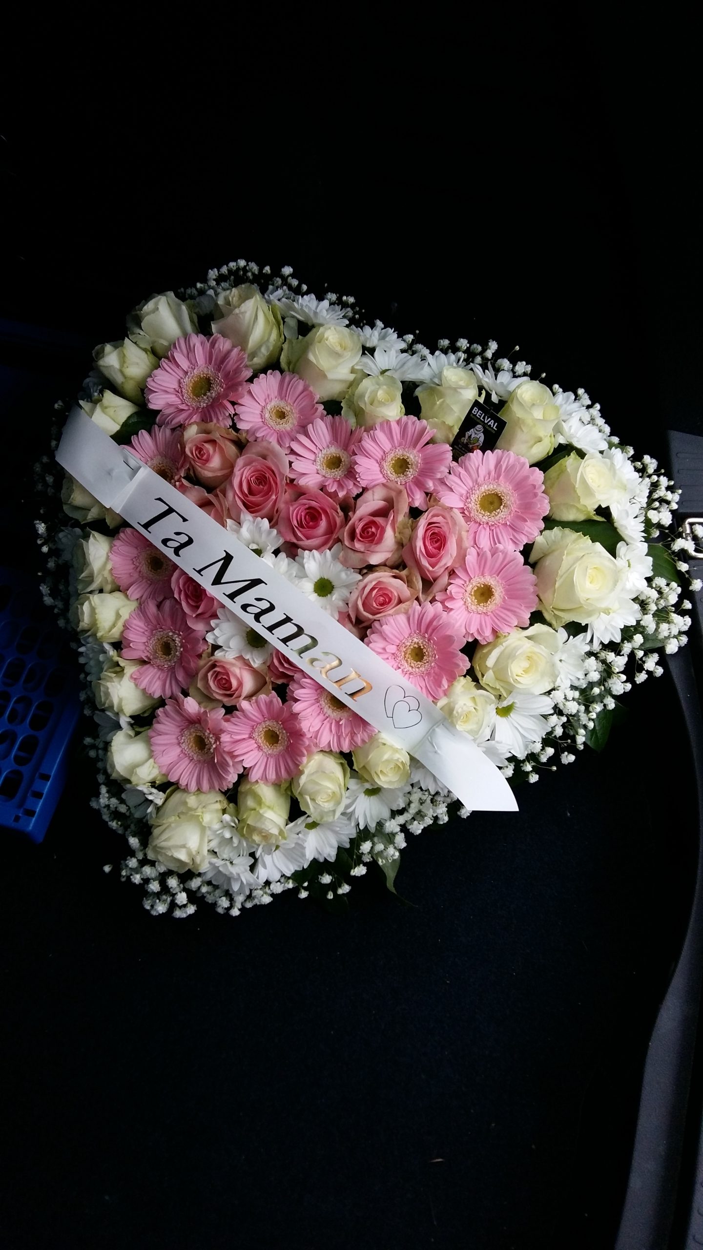 Coeur de fleurs Rose et Blanc ALYA